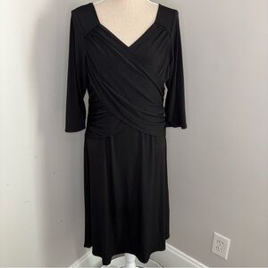 B Slim NY Collection tummy control black dress 3/4 sleeve crisscross size Large